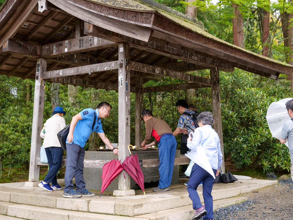 手水舎で手・口を清める