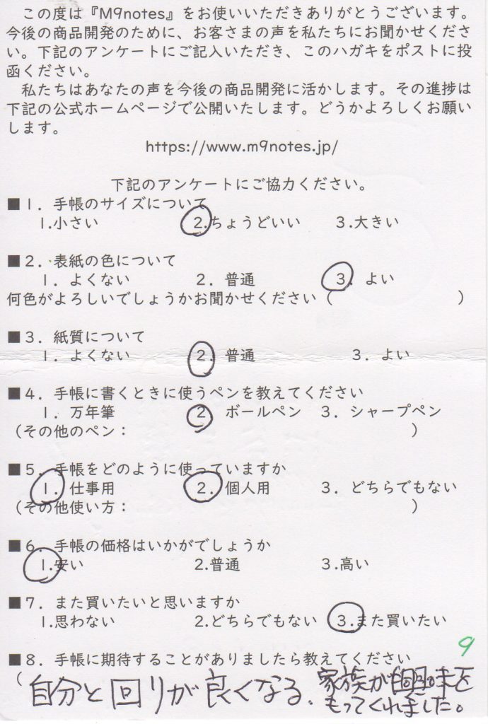 アンケートはがき