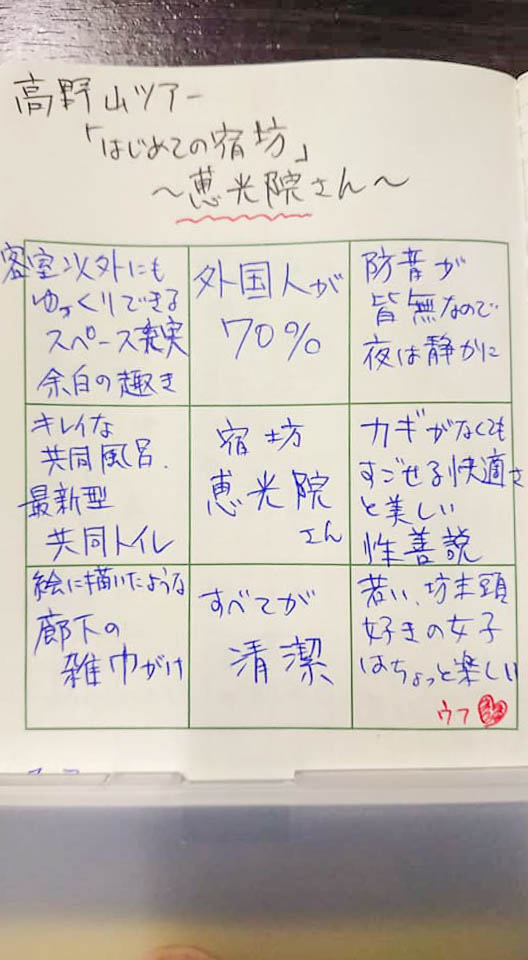 高野山セミナーの感想文(大木さま)